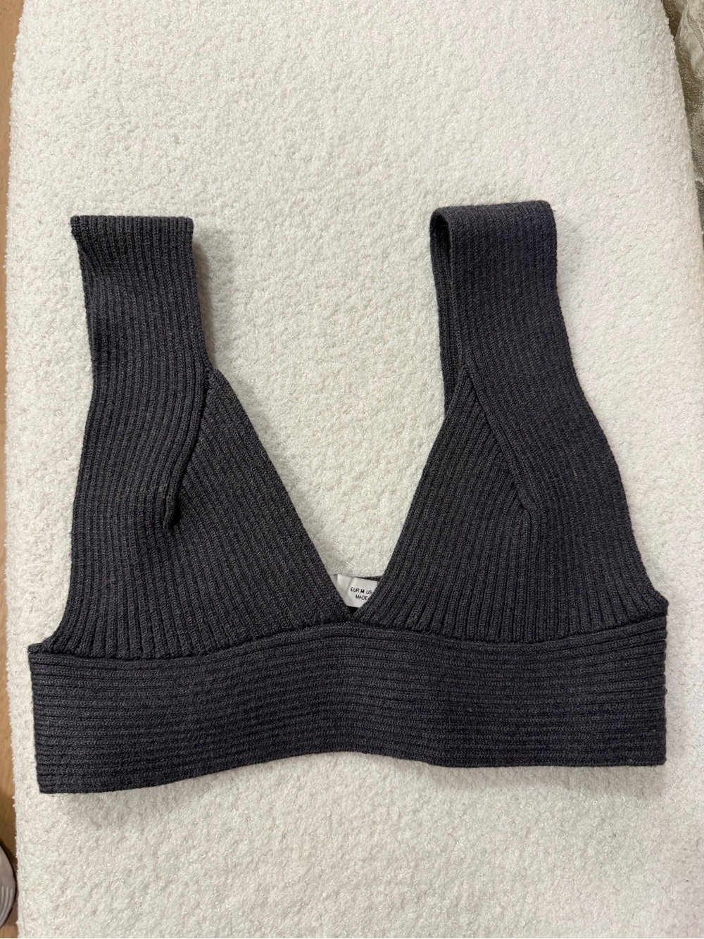 Zara Charcoal Ribbed Knit Bralette - Sz M